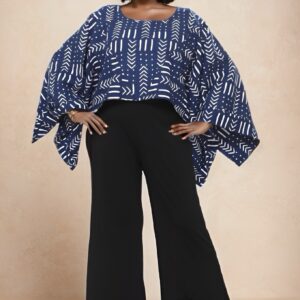 Azure Harmony Tribal Poncho